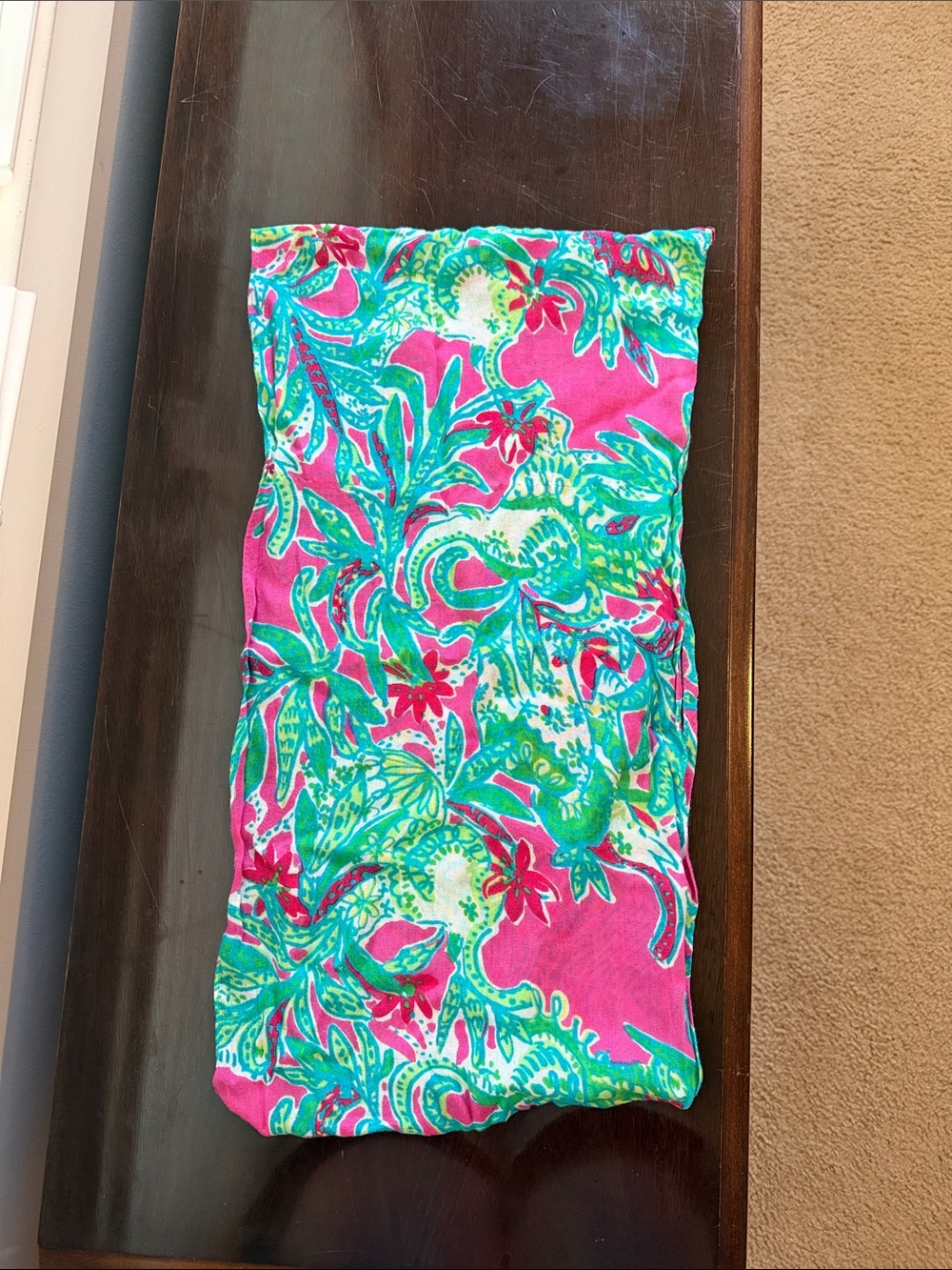Lilly Pulitzer Girl’s Pink Floral Infinity Scarf with Teal and Lime Print